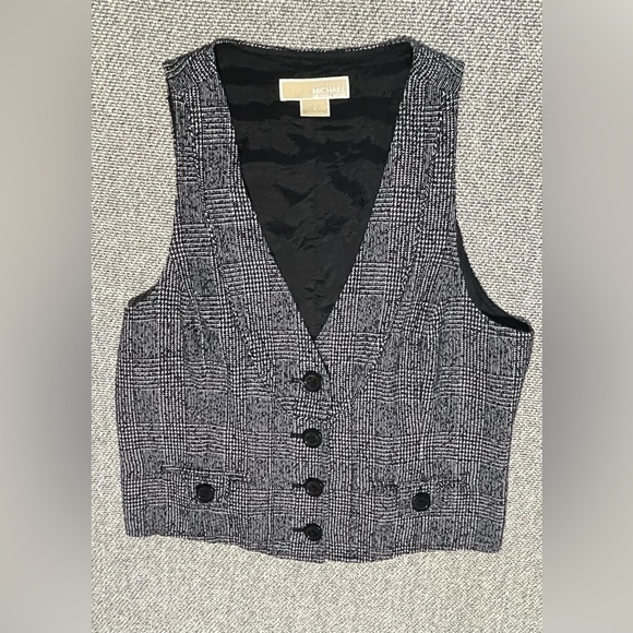 Michael Kors Women's Size 8 Black Tweed Lined Fitted Acrylic Blend Button - Picture 13 of 16